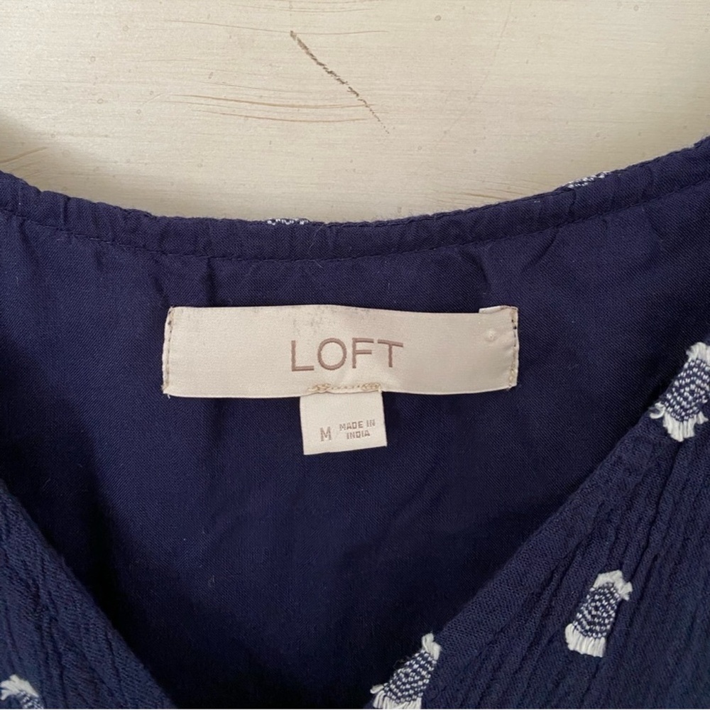 LOFT Navy Blue Ruffle Sleeve Dress - Picture 6 of 7
